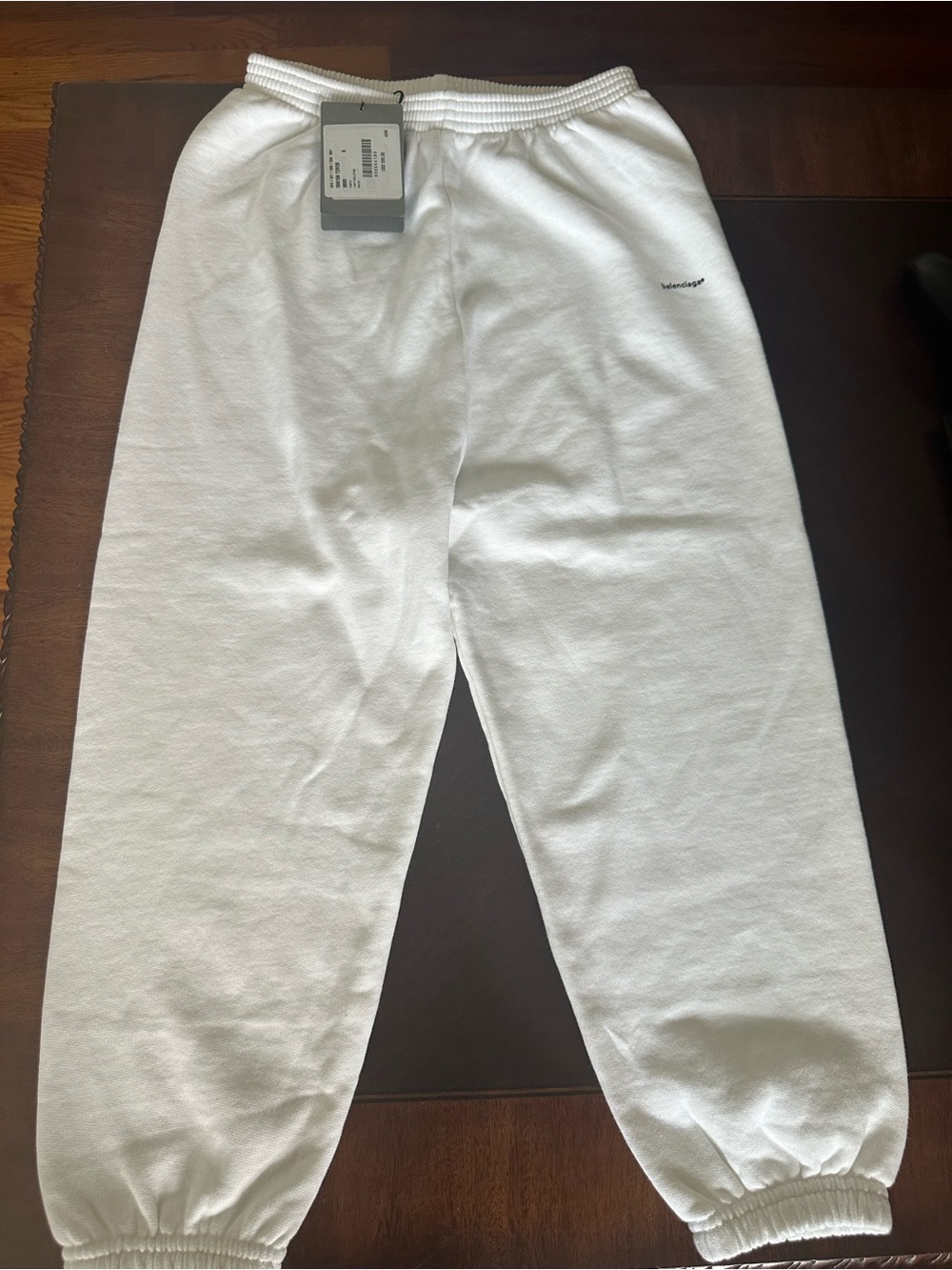 Balenciaga White Kids Sweatpants with Elastic Cuffs